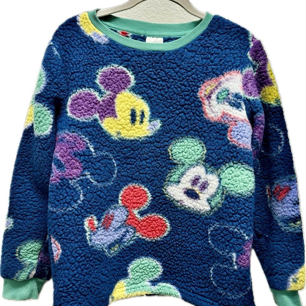 Disney Mickey Mouse Fleece Sweatshirt - Blue, Yellow, Purple, Green - Small